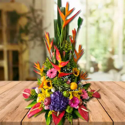 Arreglo Floral con Frutas Tentación